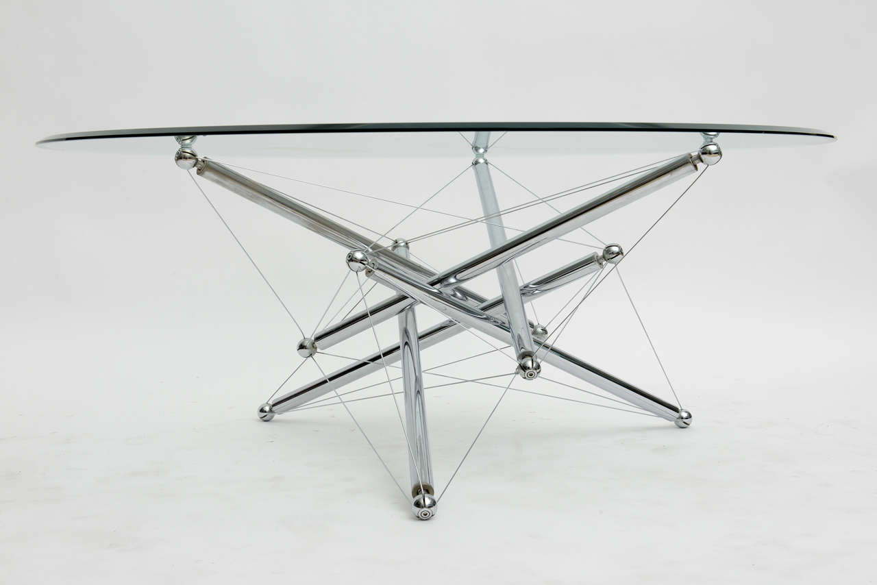 Italian Modern Polished Chrome Low Table, Theodore Waddell for Cassina In Excellent Condition In Hollywood, FL