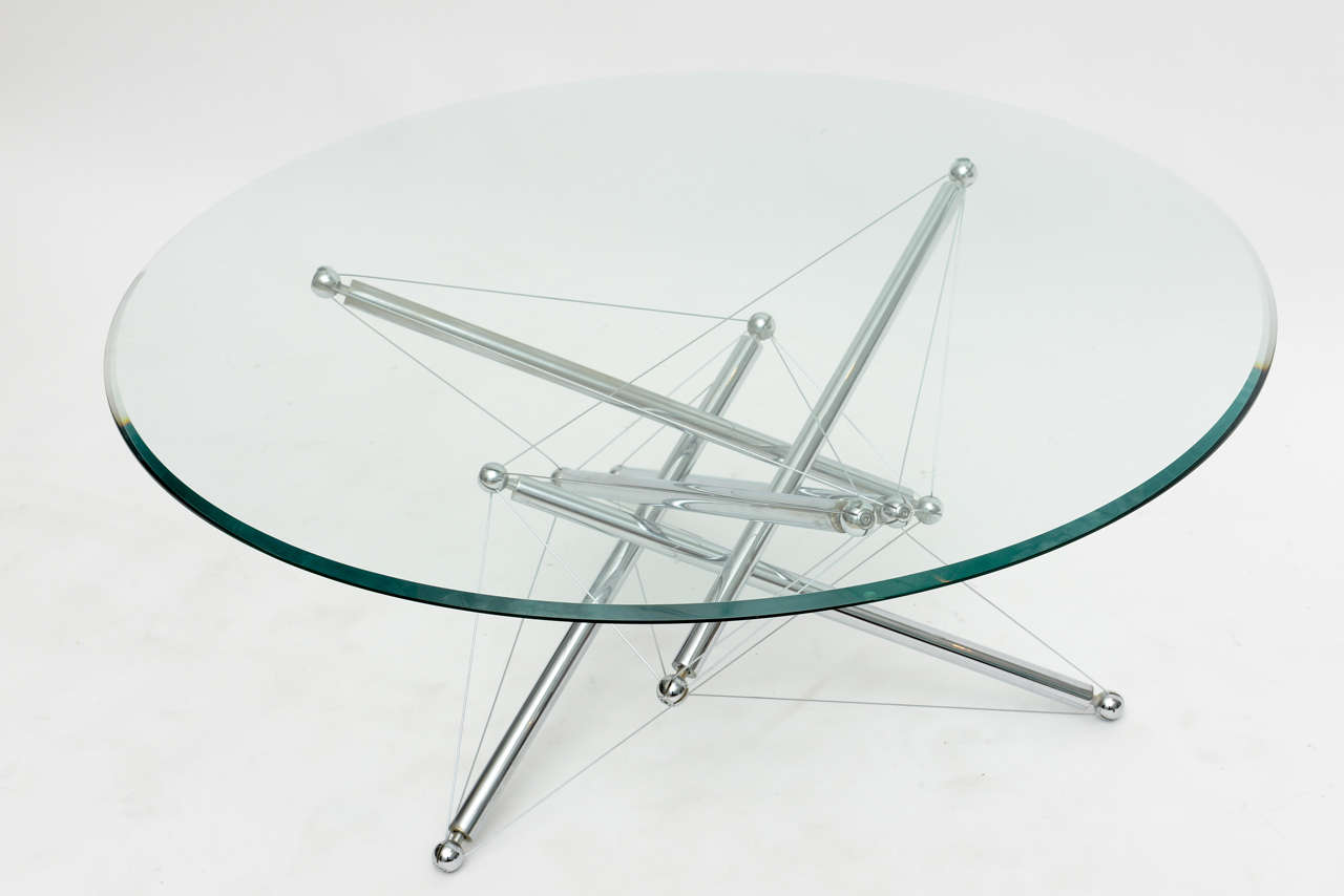 Italian Modern Polished Chrome Low Table, Theodore Waddell for Cassina 3