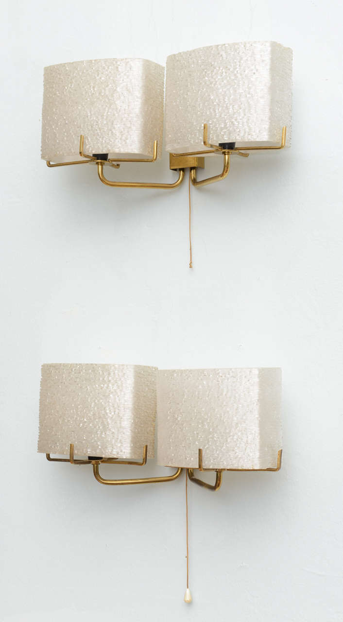 Mid-Century Modern Pair of Swedish Modern Two-Light Wall Sconces, Carl Fagerlund for Orrefors