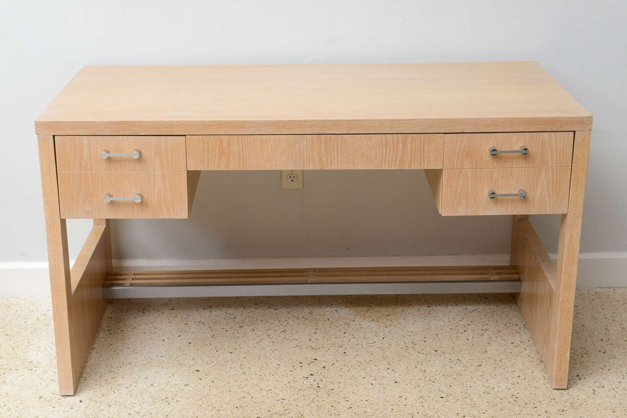 Rare American Modern Cerused Oak Desk by Jay Spectre
