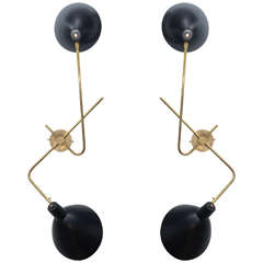 Pair of Large Italian Modern Brass and Enameled Wall Lights, Gino Sarfatti 1