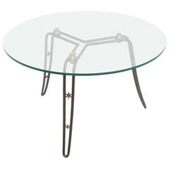 French Modern Steel, Brass and Glass Low Table in the Style of Royere 12