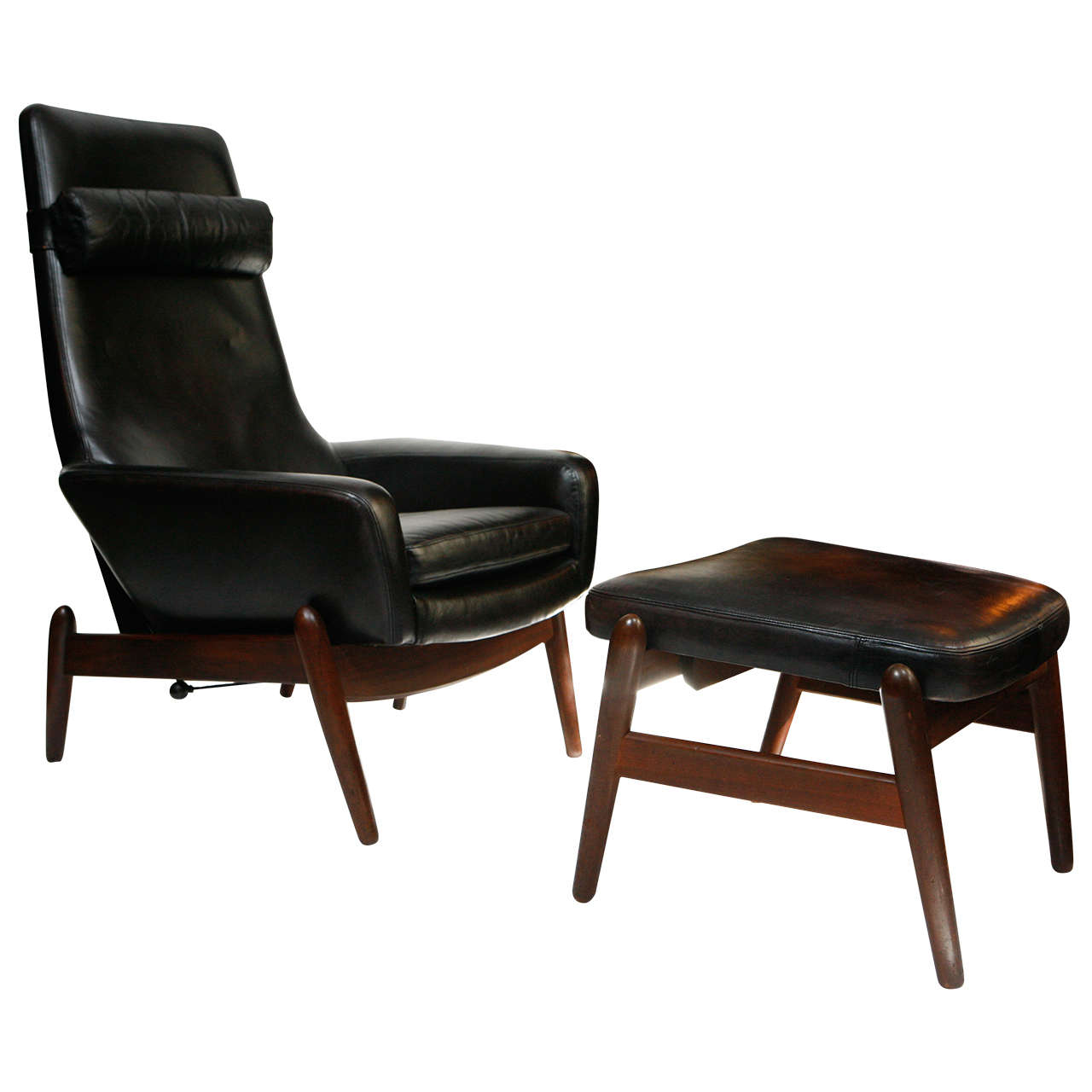 Ib Kofod-Larsen Lounge Chair and Ottoman, Denmark, circa 1960