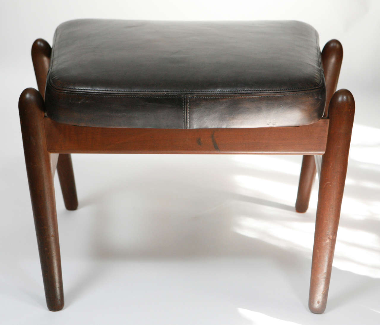 Leather Ib Kofod-Larsen Lounge Chair and Ottoman, Denmark, circa 1960
