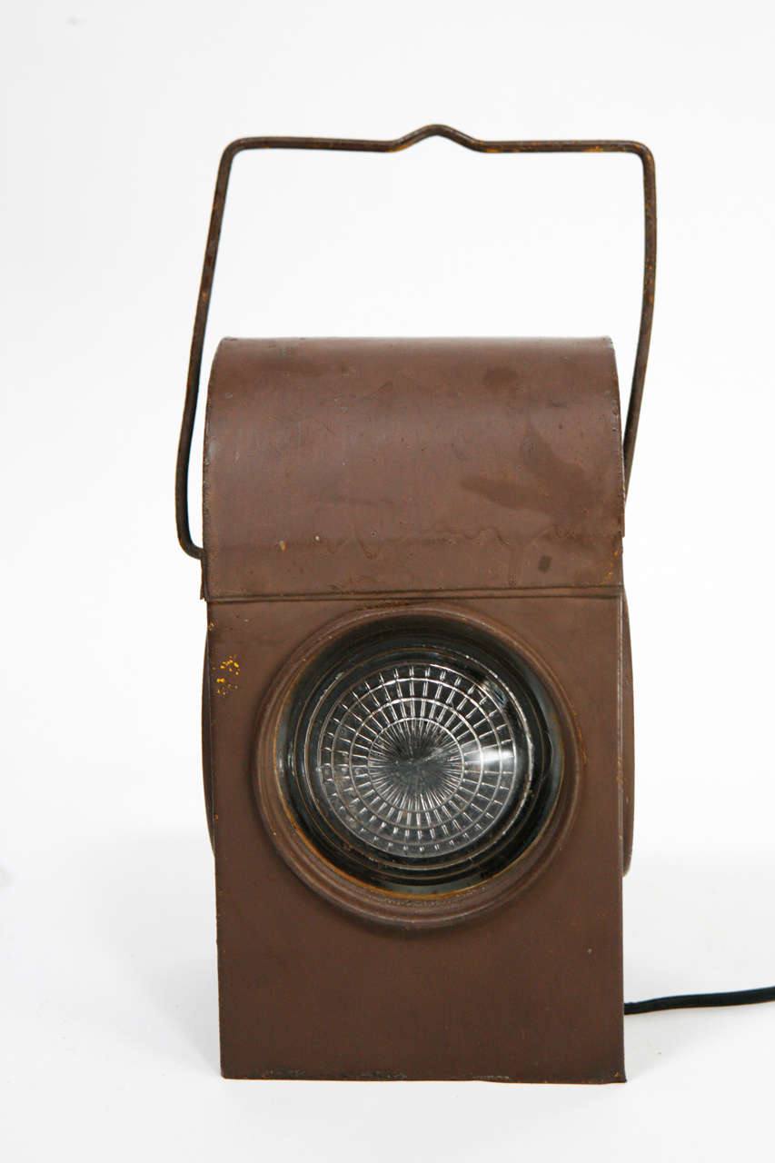 ANTIQUE ROAD WORK LANTERNS, ENGLAND, c. 1940 In Good Condition For Sale In Los Angeles, CA