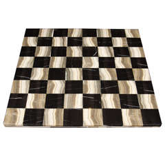 Contemporary Onyx and Black Marble Chess Board