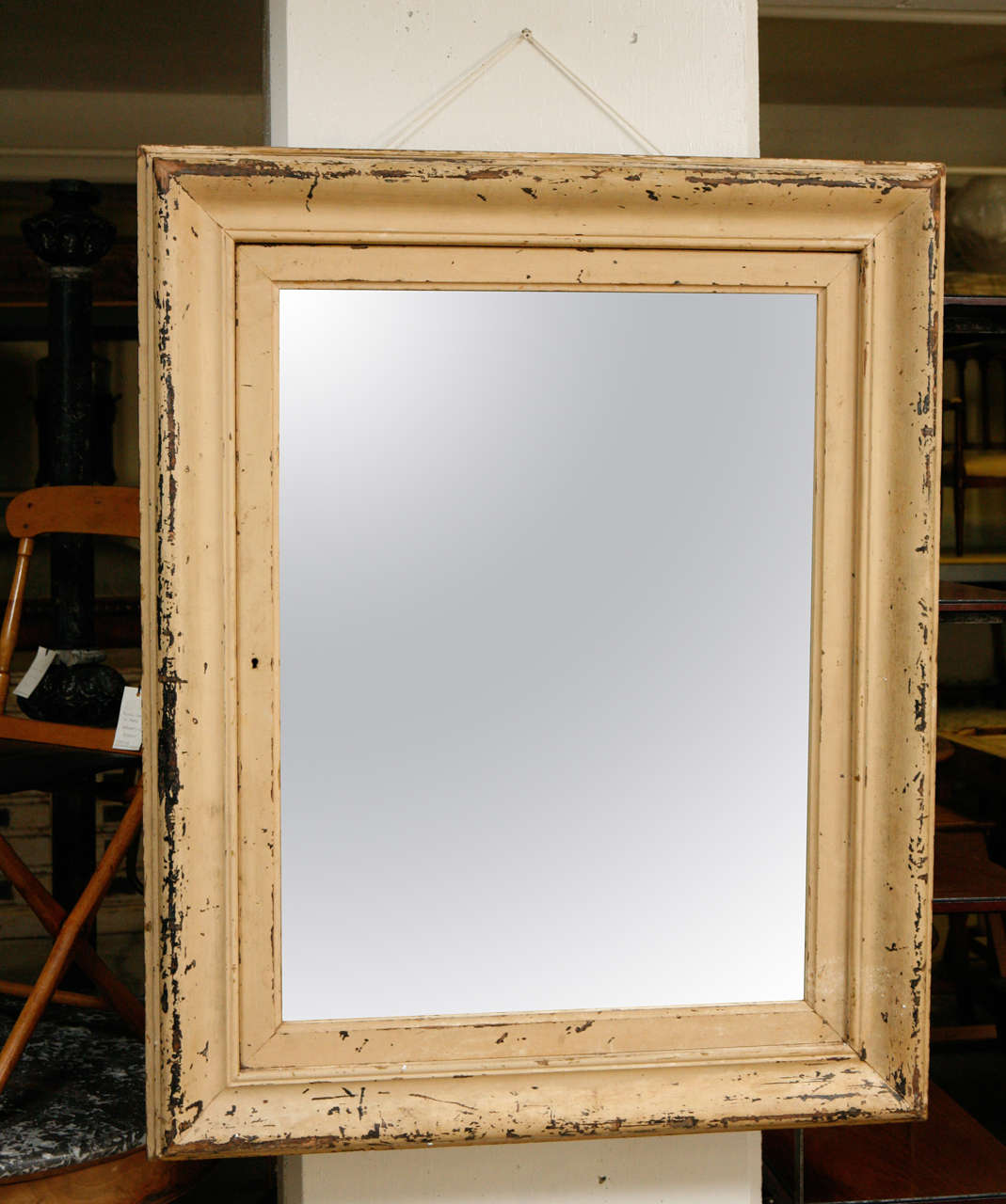 19th century English cupboard with hanging mirror. 