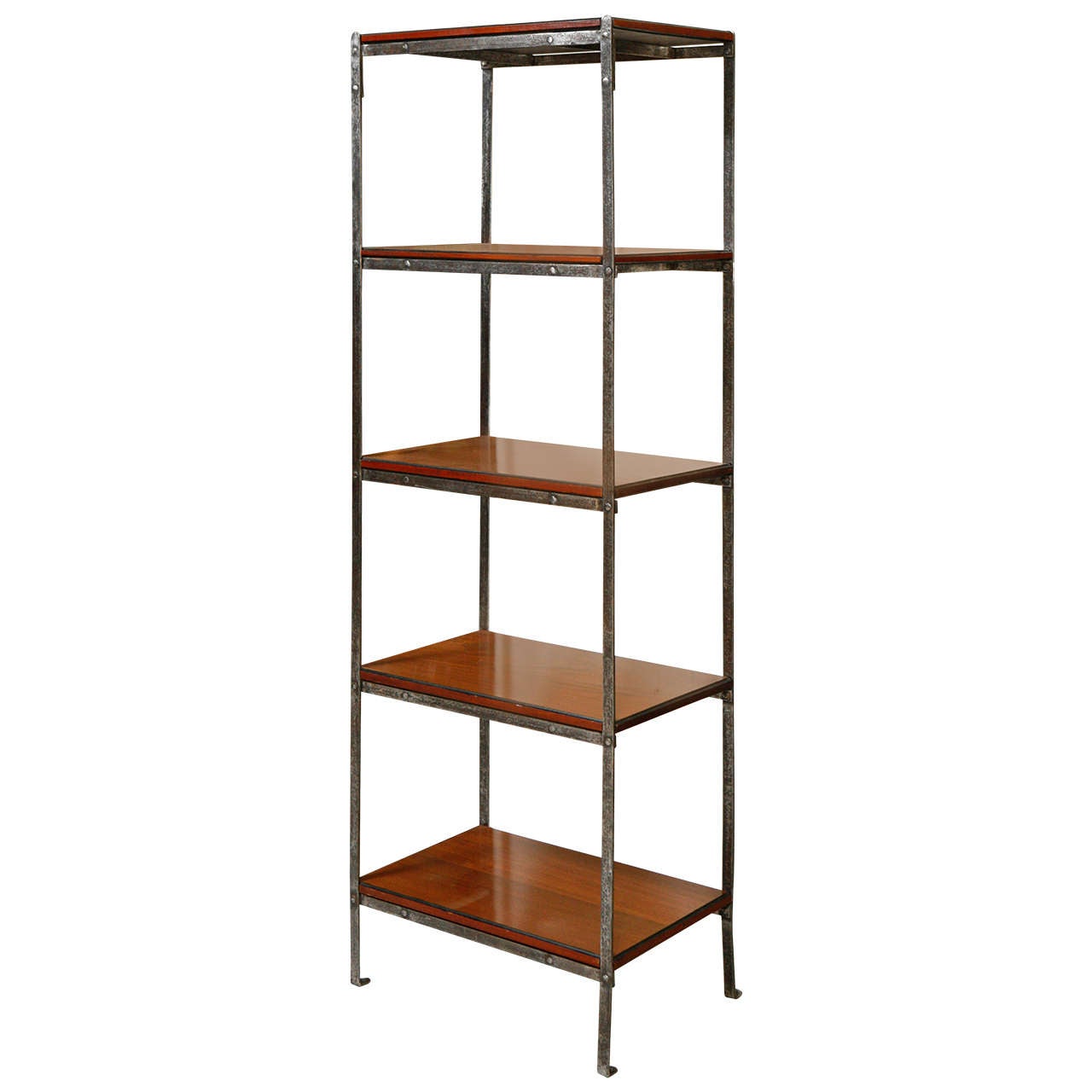 Iron Bookcase with Wood Shelves from England