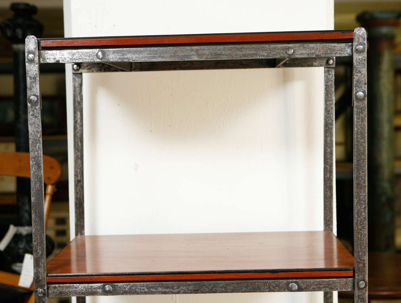 Early 20th Century Iron Bookcase with Wood Shelves from England