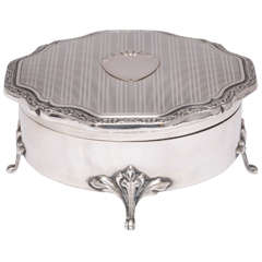 Art Deco Sterling Silver Footed Jewelry Box with Hinged Lid