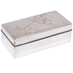 Japanese Meiji Period Sterling Silver Mixed Metals Hinged Table Box