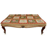 Antique A Victorian Rosewood Low Table with Needlework Top