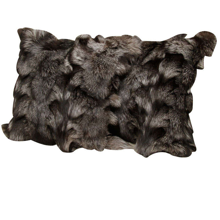 Silver fox fur pillows, ca. 1980