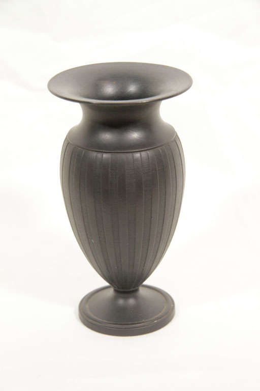 A Pair of Wedgwood Engine Turned Black Basalt Vases 1