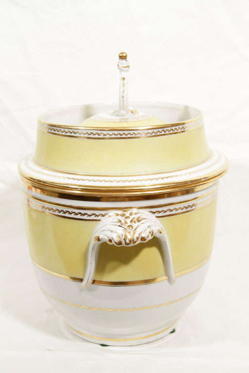 English Pair of Antique Coalport Porcelain Ice Pails with Yellow Decoration