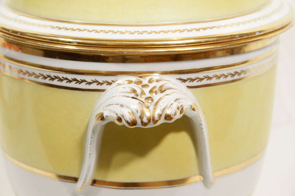 Pair of Antique Coalport Porcelain Ice Pails with Yellow Decoration In Excellent Condition In Katonah, NY
