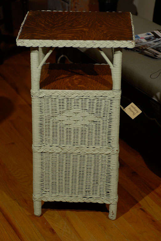 American Wicker Telephone Table c. 1920s 1