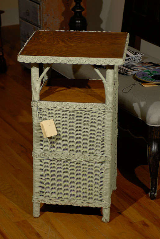 American Wicker Telephone Table c. 1920s 2