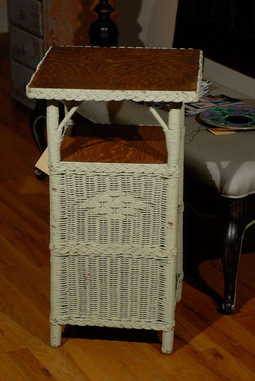 American Wicker Telephone Table c. 1920s 3