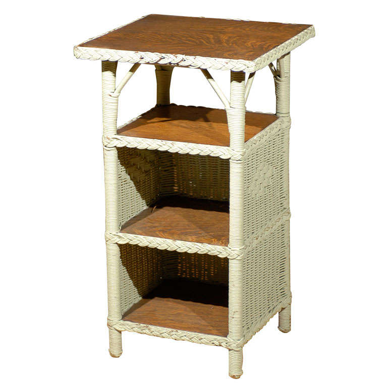 American Wicker Telephone Table c. 1920s
