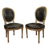 Pair of Jansen Petit Leather Side Chairs