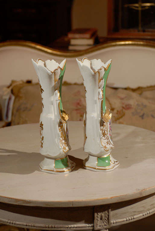 Pair of Paris Porcelain Vases with Floral Designs, circa 1860 2