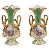 Pair of Paris Porcelain Vases with Floral Designs, circa 1860