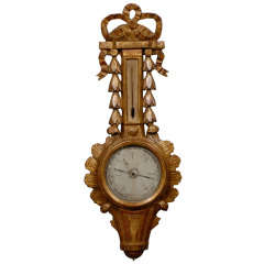 18th Century French Giltwood Barometer Signed Cafartelly 1