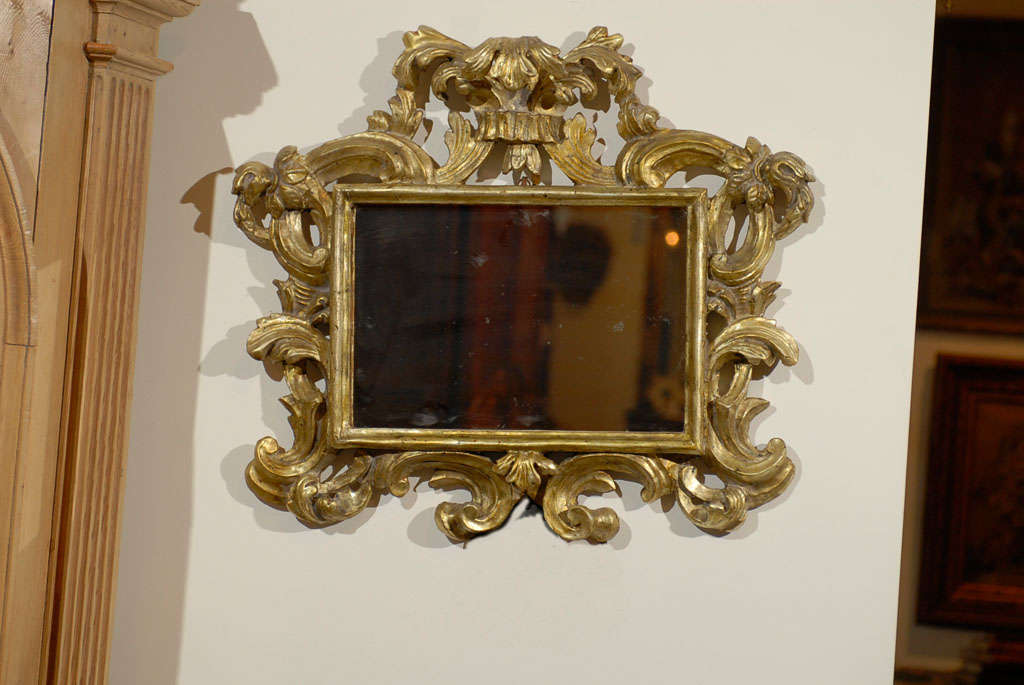 Pair of Italian Rococo Style Carved Giltwood Mirrors with Scroll Motifs, 1890s 5