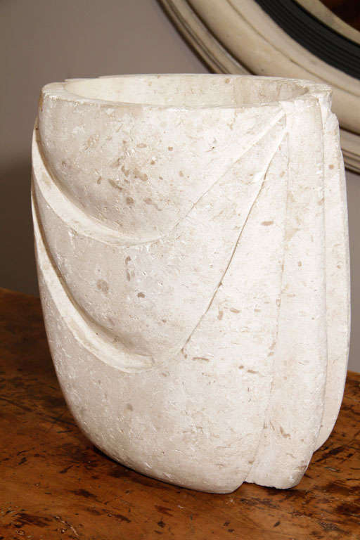 French 1920-30s Fossil Limestone Ovoid Form Jardiniere