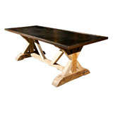 Belgian steel top/trestle base farm table