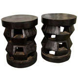 African Cubist  Hand Carved Stools