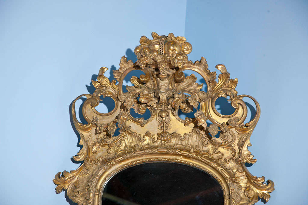 19th Century  French Carved Baroque Mirror For Sale 2