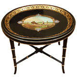 French Painted Tole Tray On Stand