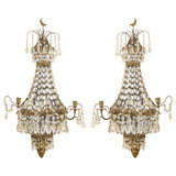 Antique Swedish Crystal Sconces