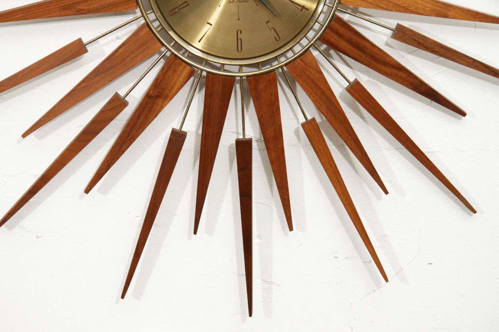 Mid-20th Century Sunburst Clock