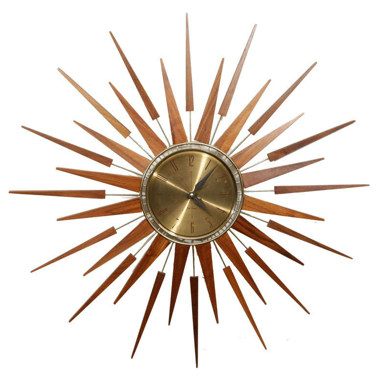 Sunburst Clock at 1stDibs