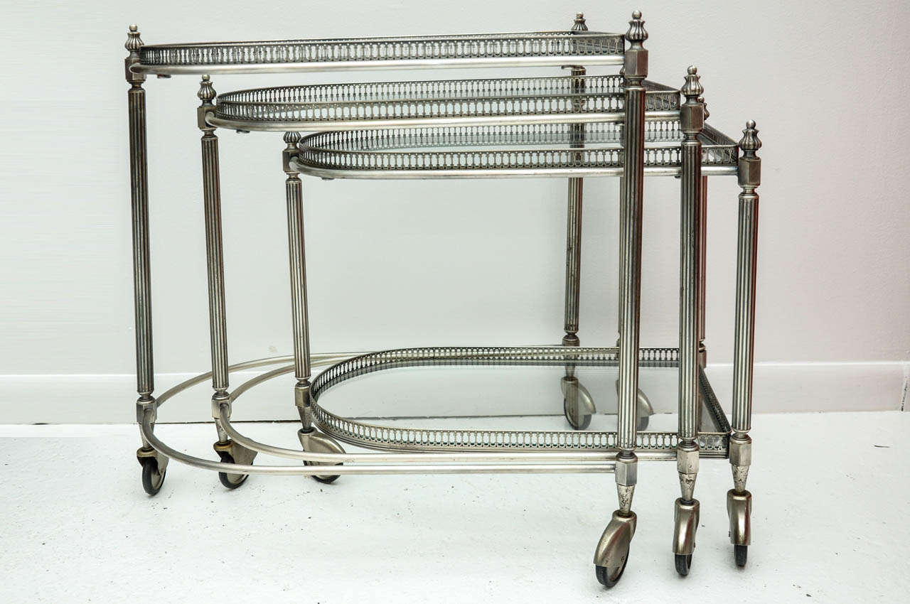 Set of Three Antique Silver-plated Serving Carts 3