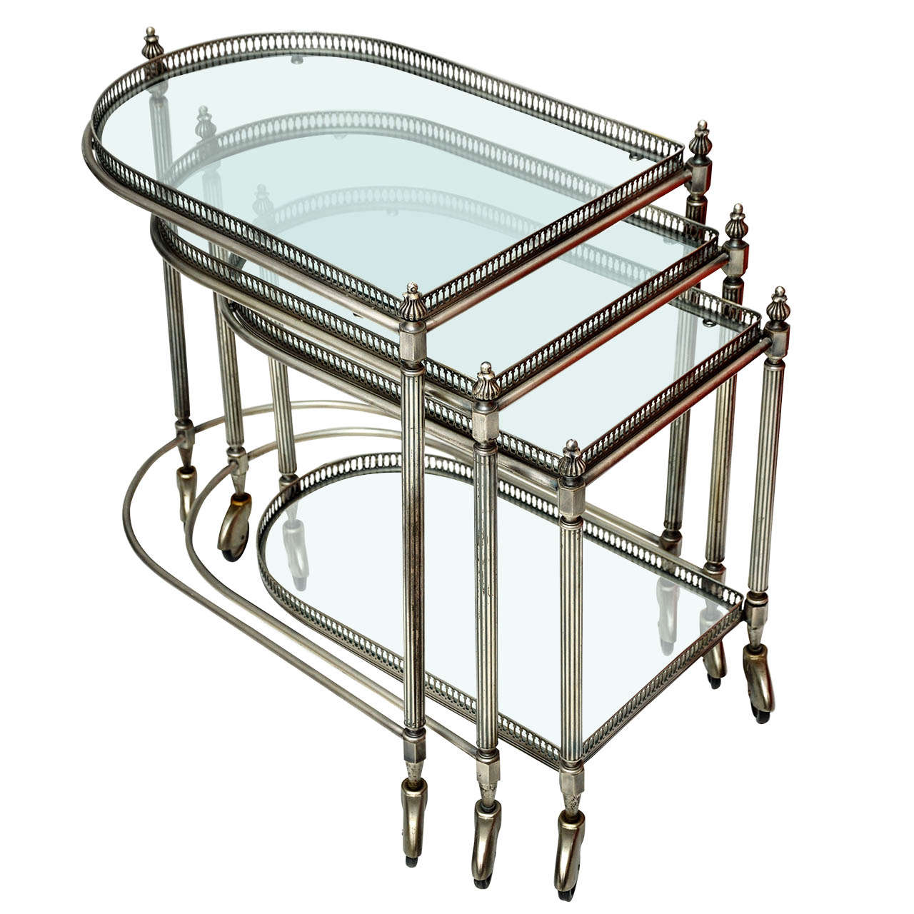 Set of Three Antique Silver-plated Serving Carts