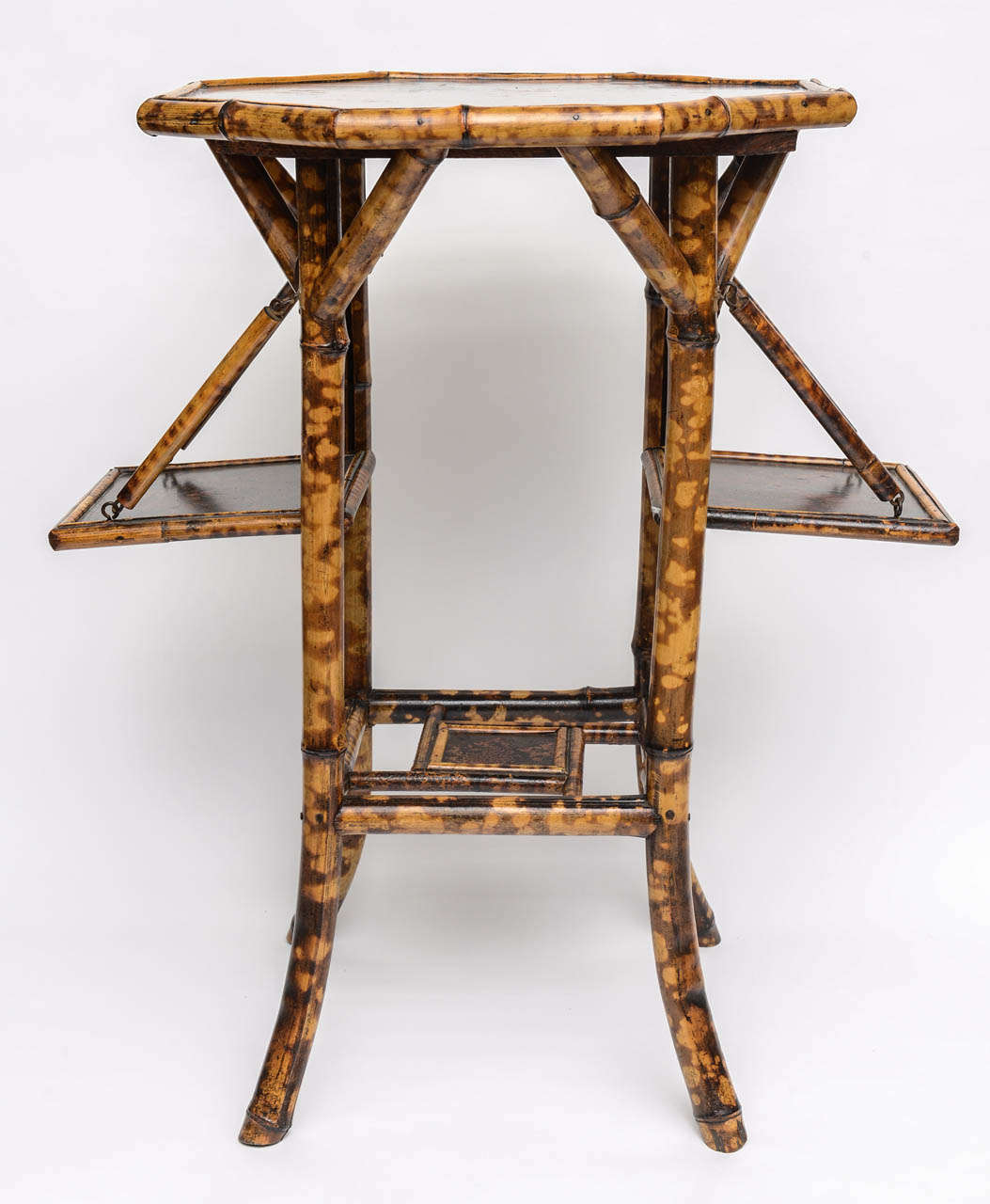 British 19th Century English Bamboo Octagonal Table with Extending Side Panels