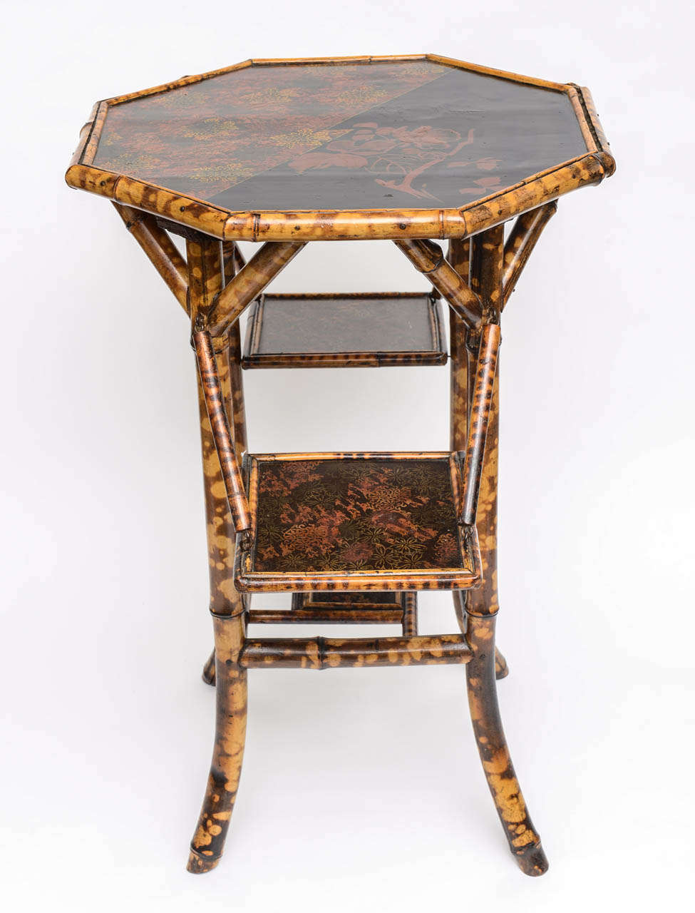19th Century English Bamboo Octagonal Table with Extending Side Panels In Excellent Condition In West Palm Beach, FL