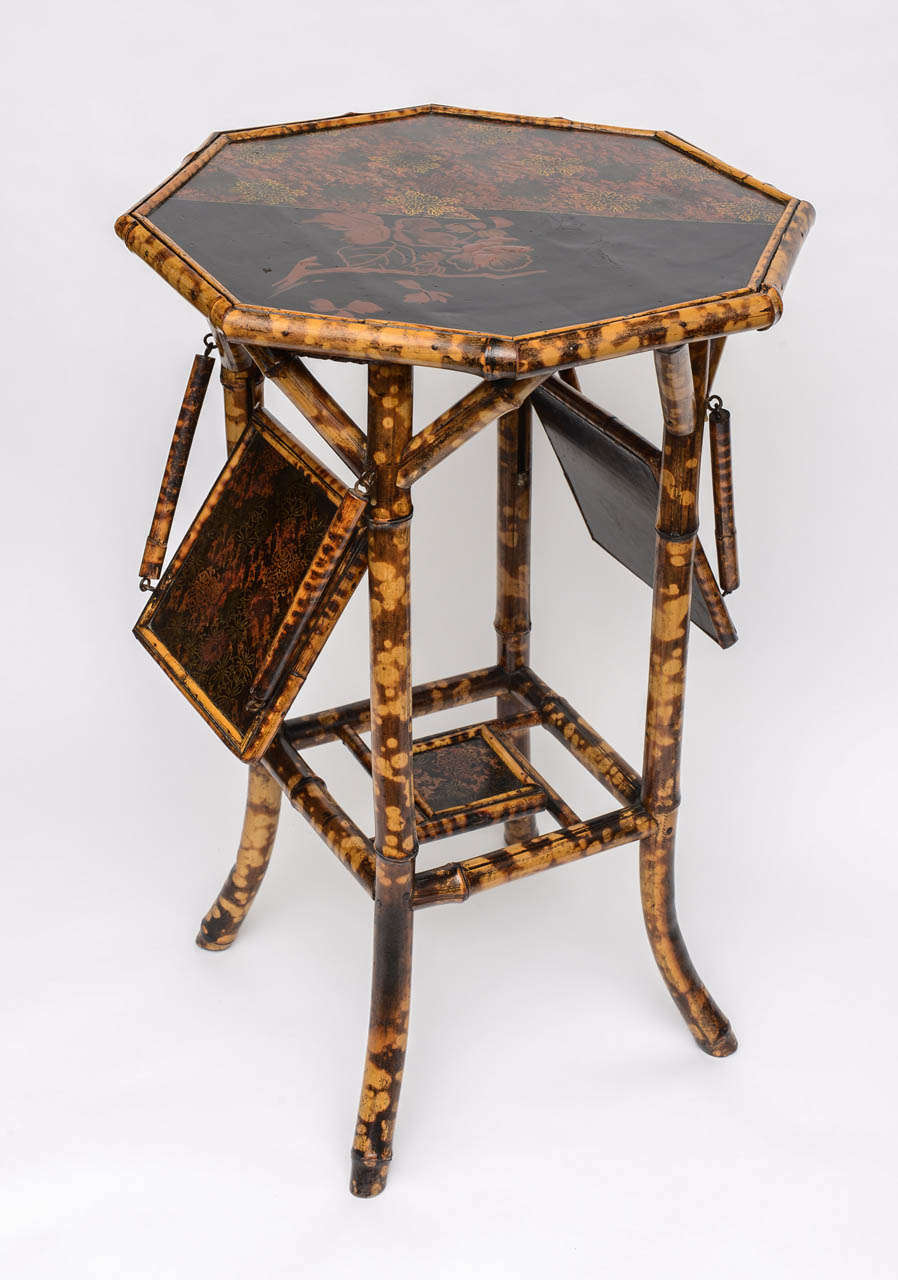 19th Century English Bamboo Octagonal Table with Extending Side Panels 3
