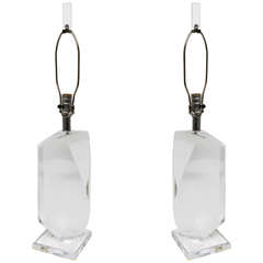 Pair of Lucite Lamps by Van Teal