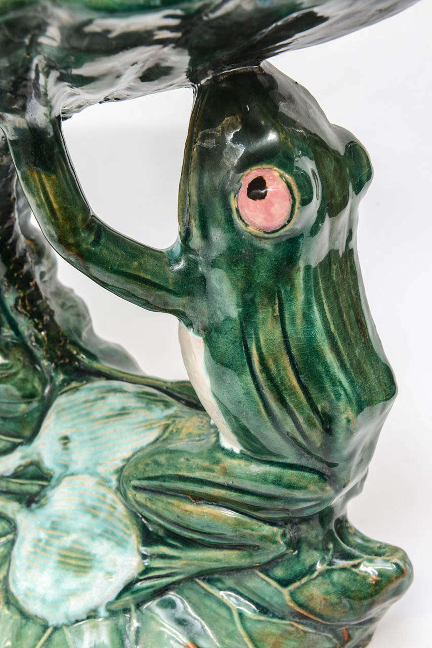 Antique Majolica Frog Garden Seat at 1stdibs