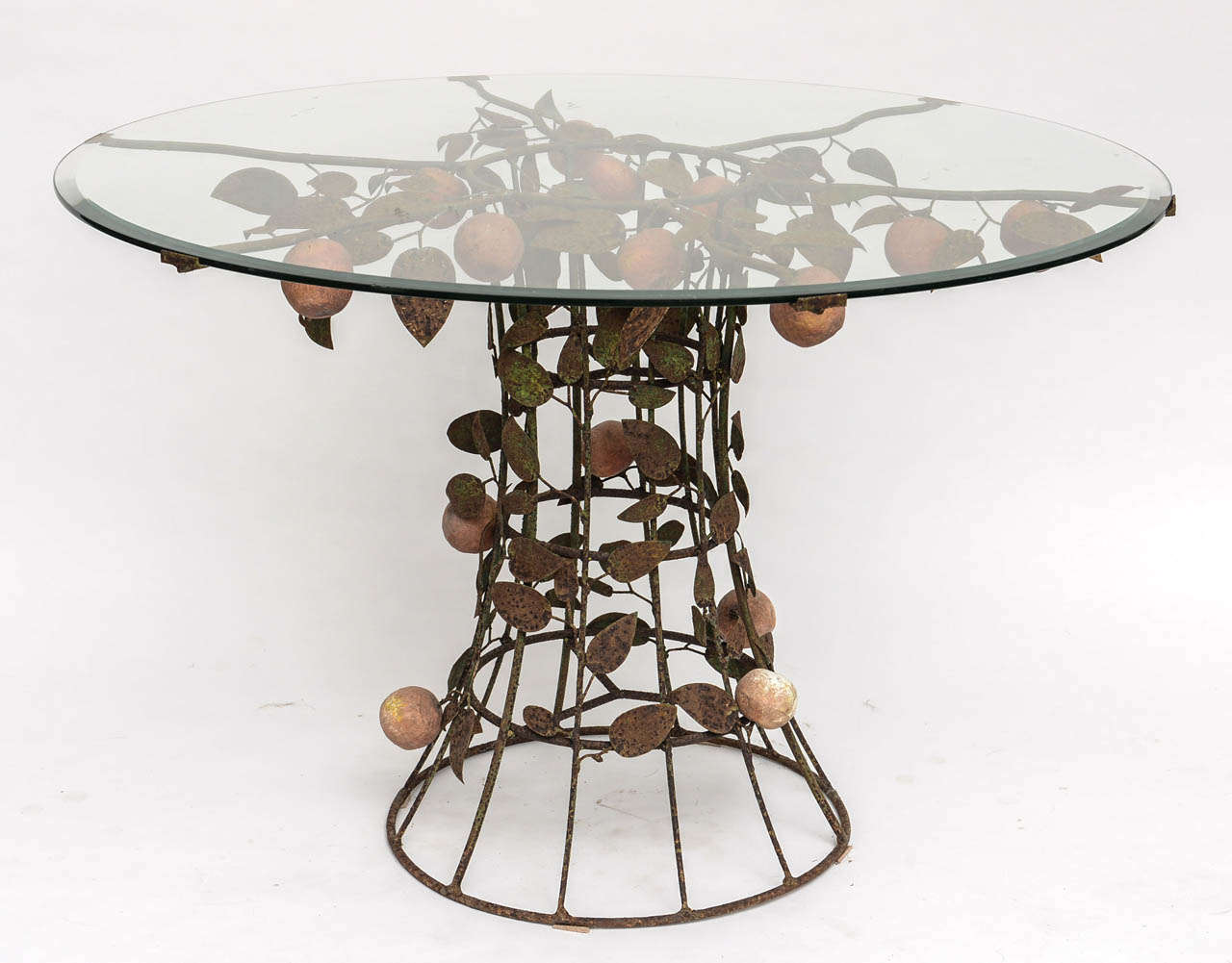 Painted  1950's metal fruit table with wonderful patina.