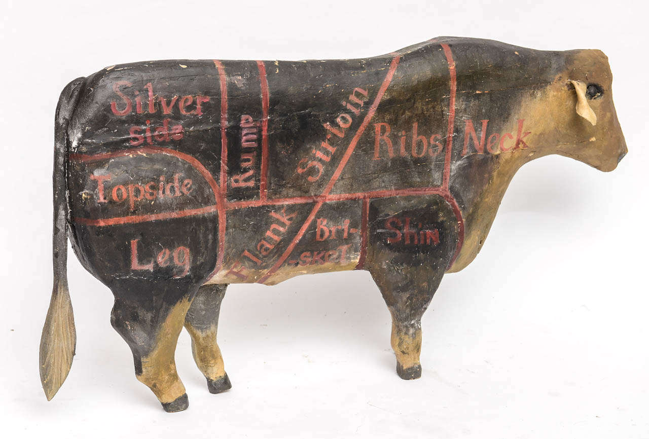 Wood Butcher Shop Cow Display