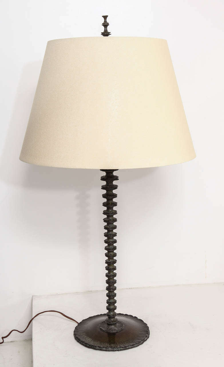 The Kennerson Table Lamp
Table lamp in cast bronze with textured rob decoration.
Made expressly by WP Sullivan for Liz O'Brien.

available in 18