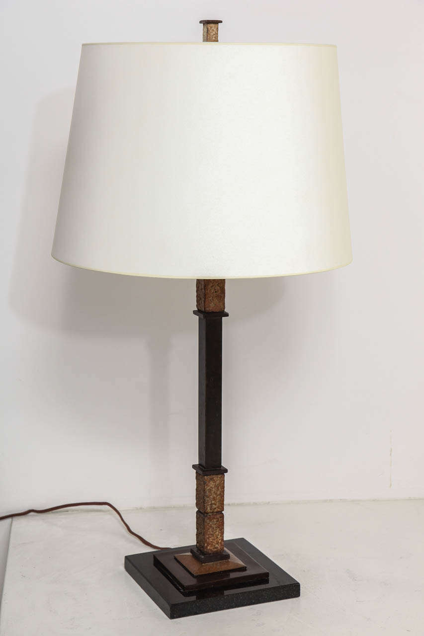 The Eichler Table Lamp
Table lamp in cast bronze with stone base.
Made expressly by WP Sullivan for Liz O'Brien.