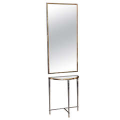 Unique Karl Springer Matching Wall Mirror and Console