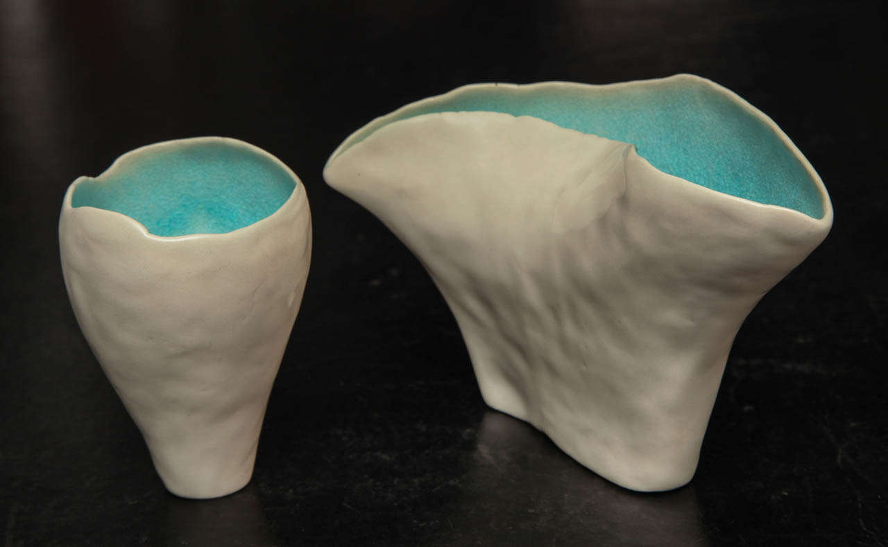 Stephanie Chiacos Porcelain Tall Wisps in Aqua In Excellent Condition In New York, NY